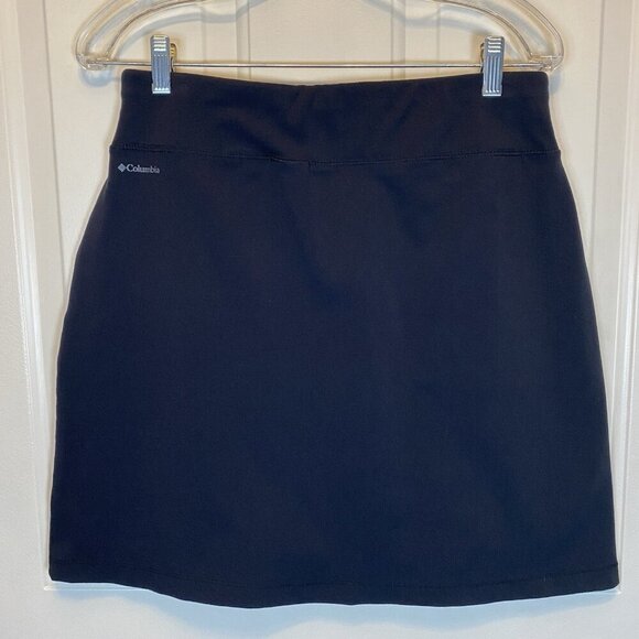 Columbia Skirt Sz Medium Black 2 Front Pockets Pull-On Elastic Waist Nylon Knit - Picture 2 of 7